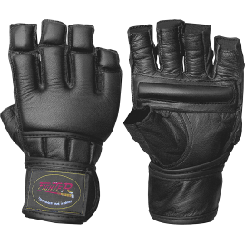 Rękawice MMA Fighter Full Black 3039 | prawdziwa skóra| ID: 029WA by FIGHTER | Image #1 klubfitness.pl