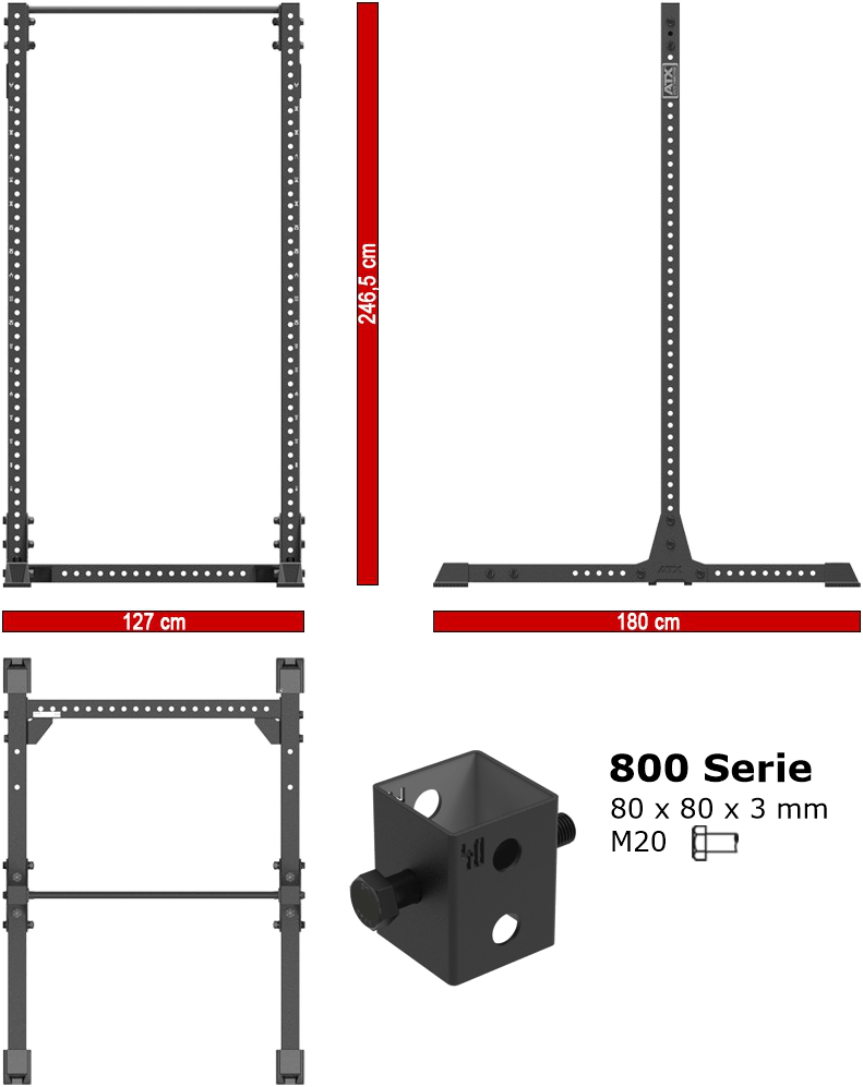 Brama Half Rack ATX-HRX-810 | wymiary gabarytowe